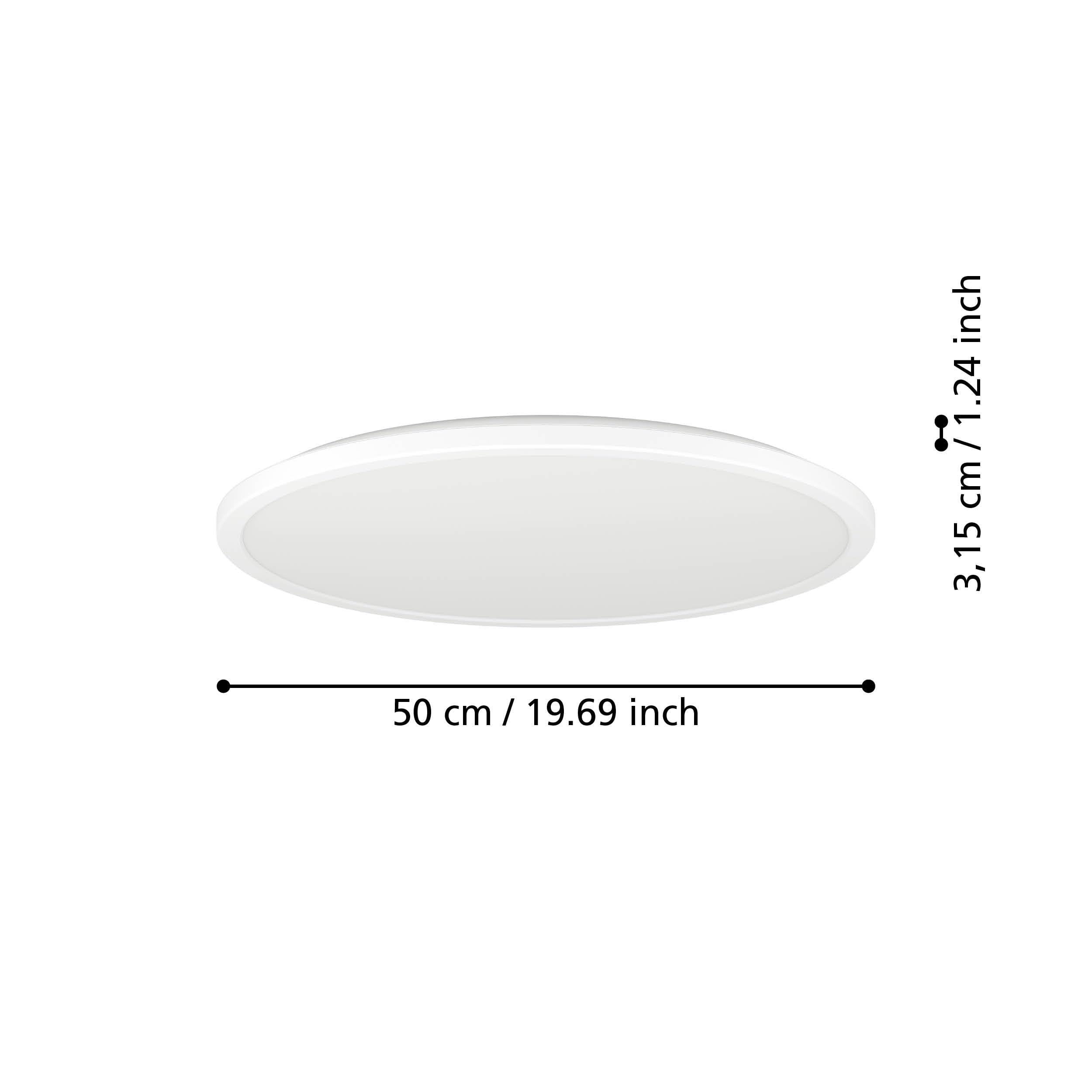 EGLO LED Deckenleuchte Rovito runde Badezimmer | Deckenlampe mit Fernbedienung, Badlampe Decke aus Kunststoff in Weiß, Deckenbeleuchtung warmweiß-kaltweiß, IP44, Ø 50 cm