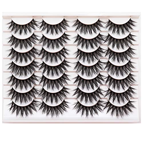 Veleasha 14 Pairs 3D Mink Lashes Faux Dramatic Long Thick Crossed False Eyelashes Value Pack Handmade Reusable Full Fluffy Soft Fake Eyelashes for Makeup
