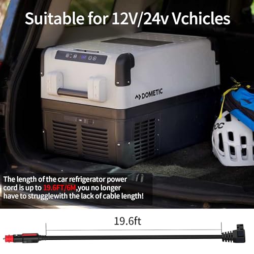 Image of 19.6 Ft (6M) DC Power Cord Cable 12V /24V for Car Refrigerator Fridge Compatible with Bougerv,Dometic,ICECO, Alpicool,Aaobosi,Euhomy 12v /24V Automotive Interior Coolers & Refrigerators (19.7 Ft)