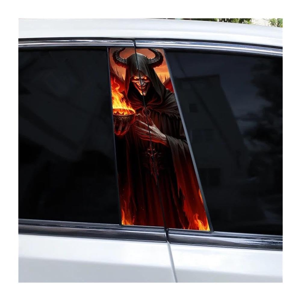 Body Parts 2pcs Car Center Pillar Sticker Ghost Crawling Soul Auto B-Pillar Waterproof Protective Film(F)