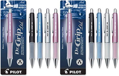 PILOT Dr. Grip Limited Refillable & Retractable Gel Ink Rolling Ball Pen, Fine Point, Assorted Barrel, Black Ink, Single Pen, Color May Vary (36274) Pack of 2