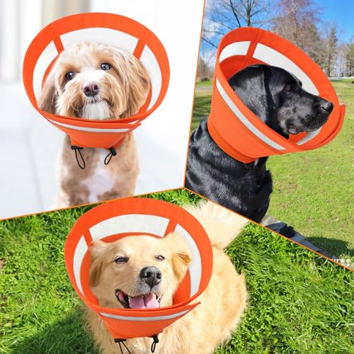 Image of SAWMONG Soft Cone for Dogs - Extra Large Dog Recovery Collar, Adjustable E-Collar to Stop Licking After Surgery (XL, Orange)