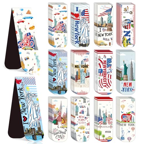 Magnetische Lesezeichen von Wxiben – 48 Stück, Stadtreise, magnetische Lesezeichen, NYC-Lesezeichen, Magnete, USA-Stadt-Seitenmarkierungs-Clip für Frauen, Buchliebhaber, Reisende, Studenten, Lehrer