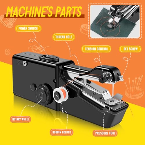 AUIFFER Handnähmaschine, Mini Nähmaschine Elektrisch Mit Unterfaden, Tragbare Nähmaschine Für Kleidung, Vorhänge, Stoffe, Jeans, Plüschtiere, DIY Nähprojekte, Zuhause Und Reisen