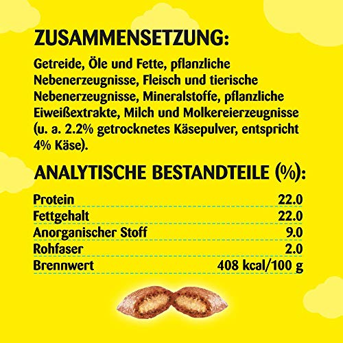 DREAMIES Katzensnacks - 2x350g - mit Käse - Traumhaft knusprige Katzen Leckerlies mit zarter Füllung - Mega Box