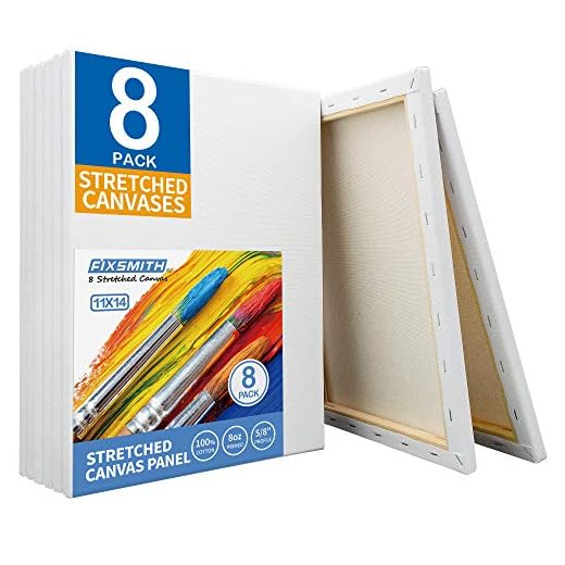 8-Pack Primed Cotton Stretched Canvases 11x14