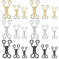 90 Paar Nähhaken und Ösenverschluss Schwarz Silber Gold Metall 3 Größen Haken und Öse zum Annähen für Kleidung Kupferhaken Verschluss für Verschlüsse BH-Haken Ersatz Hosen Röcke Basteln DIY-Projekt