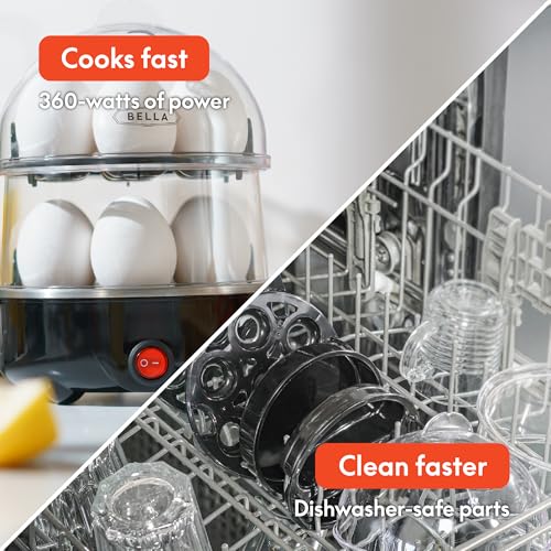 Image of BELLA Double Tier Egg Cooker, Rapid Boiler & Poacher, Meal Prep Essential, Family Sized Meals: Make Up To 14 Large Boiled Eggs, Dishwasher Safe Parts, Poaching Tray Included, Black