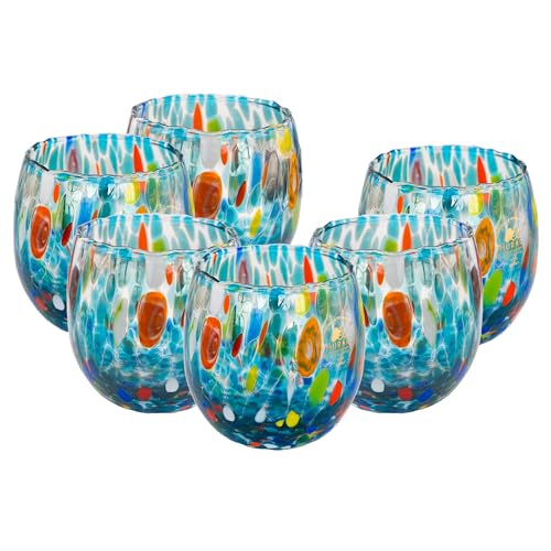 MurArt Bicchieri di Murano Set da 6 bicchieri da 400ml Collezione Marea in vetro soffiato a mano in lavorazione artigianale Made in Italy