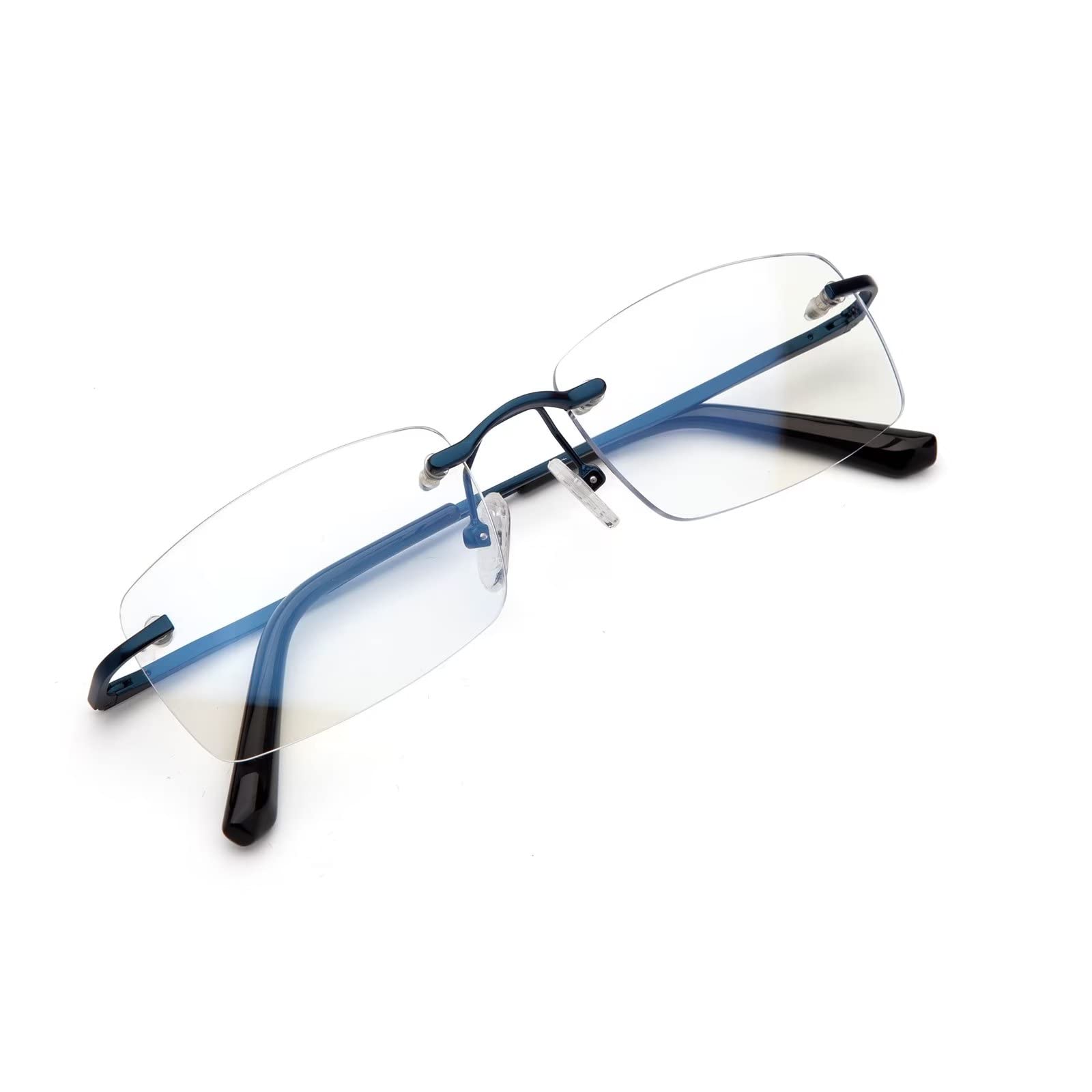 Amorays Occhiali da Lettura Leggeri Senza Montatura per Donna e Uomo Occhiali Lettori Senza Cornice per Antiriflesso con Blocco Della Luce blu 6001（Blu，+1.50）