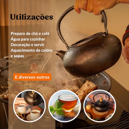 Chaleira De Ferro Fundido Com Alça e Tampa 1,9 Litros