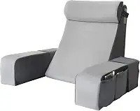 Vekkia Almofada de leitura de 53 cm com braços ajustáveis e apoio de cabeça – suporte de espuma zoneada, bolsos laterais GG, capa removível, cadeira de suporte traseiro para leitura, jogos, TV