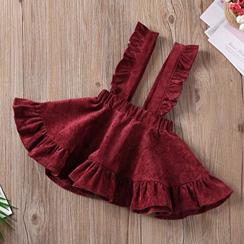 Image of Specialcal Baby Girls Velvet Suspender Skirt Infant Toddler Ruffled Casual Strap Sundress Summer Outfit Clothes
