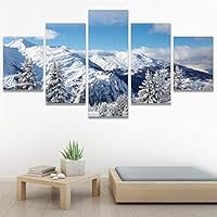 SIGNWIN 5 Panel Canvas Wall Art Modern Art Forest Multicolor Photography Relax/Calm Romantics Scenic for Home Decorations Ready to Hang - 60