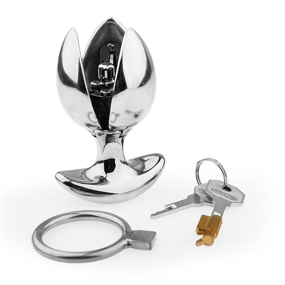 Plug anale in metallo dilatatore anale con chiave di bloccaggio plug anale BDSM, massaggiatore prostatico adatto for uomini e donne(Silver)