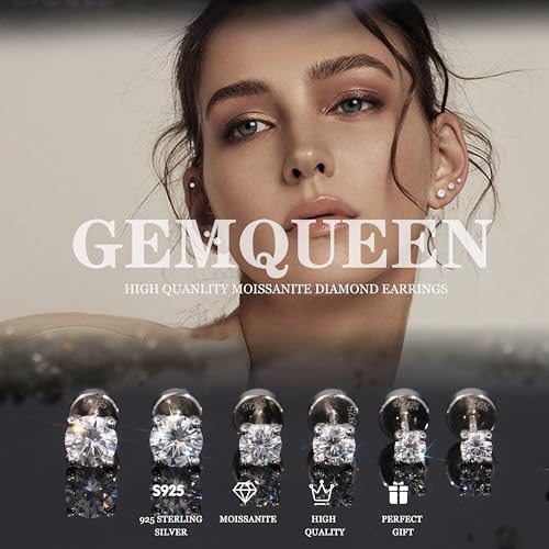 3 Pairs Moissanite Earrings Studs 14K Gold Plated S925 Sterling Silver Flat Back Earring for Women Men - Hypoallergenic Set Cartilage Helix Piercing Jewelry D Color VVS1 1.8CT2