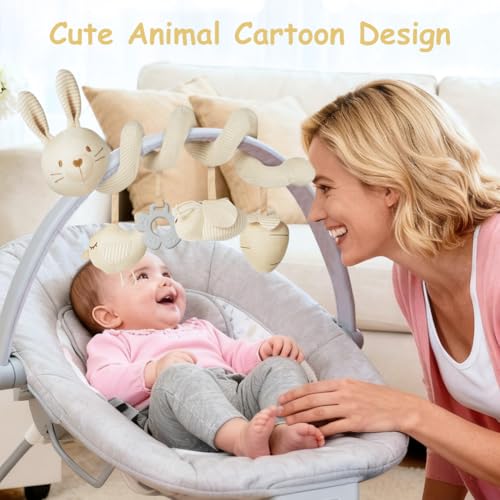Vicloon Jouet de Poussette de Bébé, Spirale d'activité Bébé, Jouets Suspendus, Jouets D'activités de Voyage, Jouets en Peluche pour Cadeaux Naissance d'anniversaire (Lapin) – vue 7