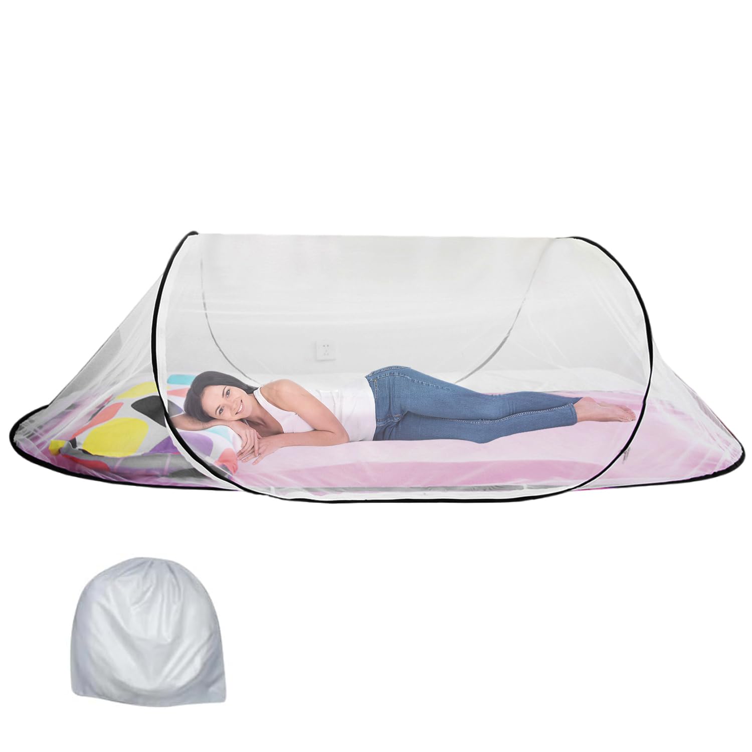 Mosquiteras desplegables, mosquitera plegable, portátil para una sola persona, gran espacio, malla de cifrado sin instalación para el hogar, dormitorio, viajes, camping