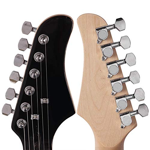Waful Guitare électrique avec cordon d’alimentation, sangle, sac, médiators Noir/bleu foncé - Les Beatles, Paul McCartney, John Lennon, RIngo Starr, George Harrison Waful Guitare électrique avec cordon d'alimentation, sangle, sac, médiators Noir/bleu foncé – Image 4