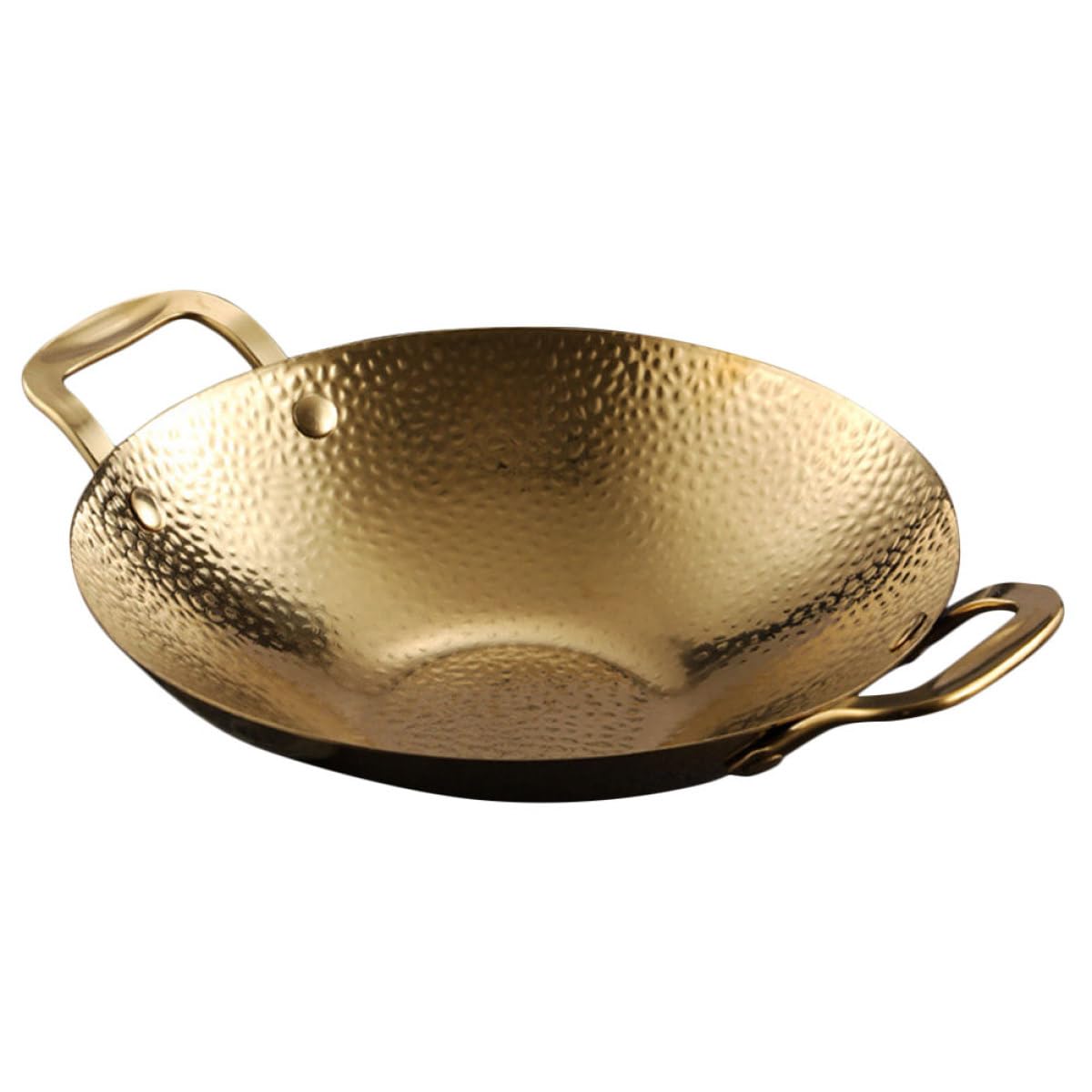 LALAFINA Wok Doppia Maniglia Superficie in Padella Acciaio Inossidabile Anti-scottatura e Isolamento Termico Cucina Esterna e Barbecue