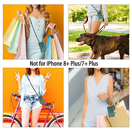 Monasay Zipper Wallet Case For Iphone Se 2022/2020/8/7,[Glass Screen Protector ][Rfid Blocking] Flip Leather Handbag Phone Cover With Card Holder & Crossbody Lanyard Strap, Light Green #TOP4