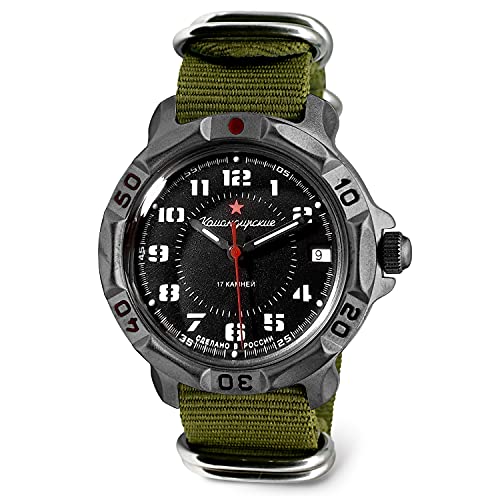 VOSTOK | Komandirskie Red Star Army Commander Russian Military Mechanical Wrist Watch | Fashion | Business | Casual Menâ€™s Watches | Model 816186 Green Strap