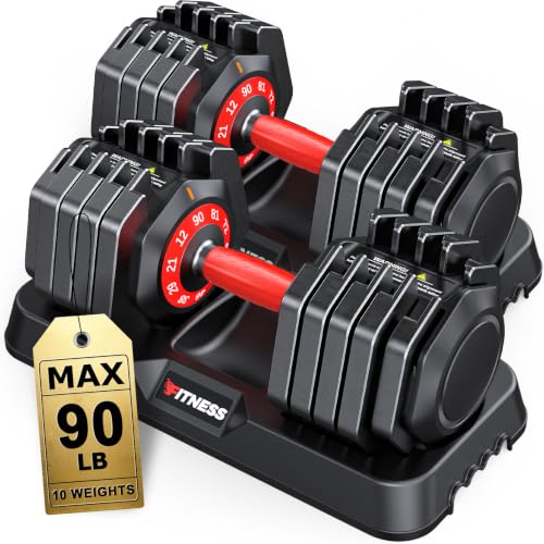 Image of Rendpas Adjustable Dumbbell Set, Quick Adjust Free Weights for Home Gym