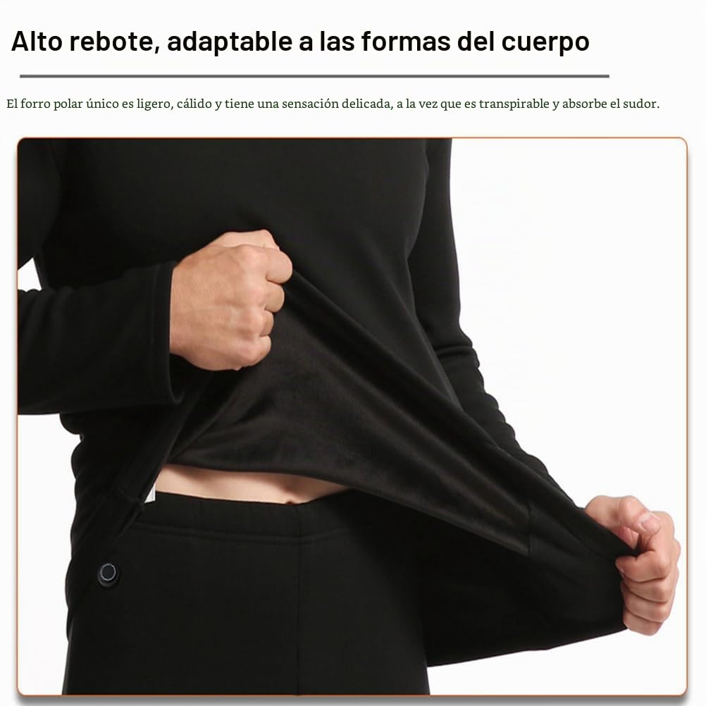 Conjunto de Ropa Interior Térmica Calefactada para Hombre y Mujer, Pantalones y Camiseta Calefactados Eléctricos USB Unisex con 52 Zonas Calefactadas, Lavables,M