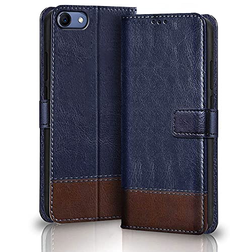 Image of TheGiftKart Flip Back Cover Case for Realme 1 | Dual-Color Leather Finish | Inbuilt Stand & Pockets | Wallet Style Flip Back Case Cover for Realme 1 (Blue & Brown)
