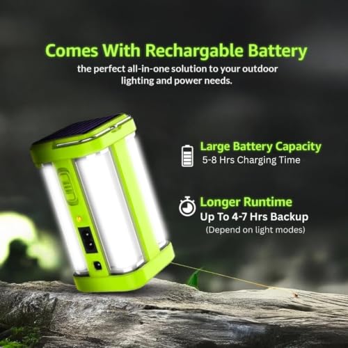 Image of WOZIT 4 Tube Rechargeable Emergency Light Lantern with Solar (Multicolor)