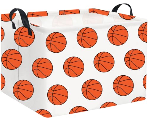 Image of Rectangular Kids Storage Basket Gift Basket Baby Storage Basket Cute Toy Storage Bin Organizer Shelf Book Basket Room Decor(Basketballs)
