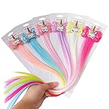 6 Pcs Unicorn Hair Extensions for Little Girls,Kawaii Hair Clips Ombre Color Hair Accessories for...
