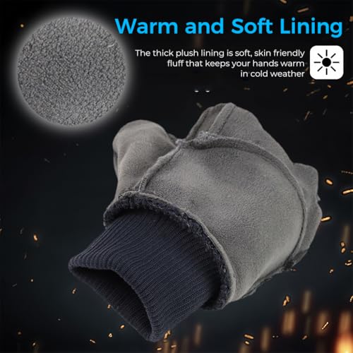 Image of Zibuyu Grey Cycling Gloves, Warm Winter Gloves, Water-Repellent, Touchscreen Gloves, Windproof Running Gloves, Non-Slip for Men and Women, for Running, Cycling, Climbing, etc