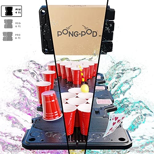 PONG POD Floating Game Table for Cup Pong, Flip Cup, and Card Games (PONG POD Mini - 4ft (2-Panel))