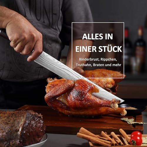 PAUDIN Fleischmesser extrem scharf 30cm als Schinkenmesser Tranchiermesser Lachsmesser Dönermesser Küchenmesser aus hochwertigem Edelstahl mit ergonomischem Holzgriff