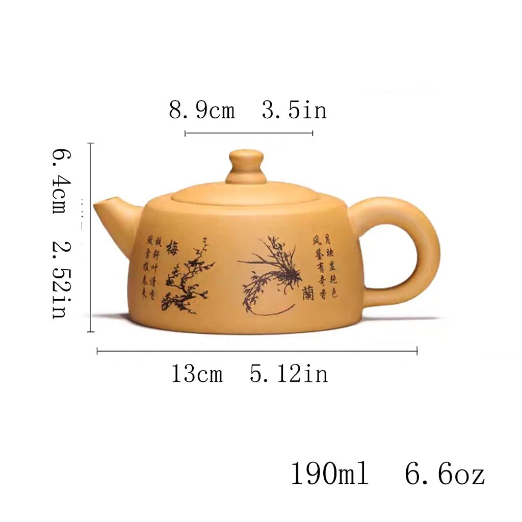 Tetera TOPT Grade Yixing Estilo Chino Tetera de Arcilla púrpura Kungfu Juego de té Tetera Hecho a Mano Tetera de Arcilla púrpura con Tapa Teteras (Size : 190ml/6.6oz)