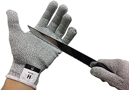 HESKA -Gloves Cut Resistant Gloves - Grey - High Performance Gloves with Level 5 Protection - Food Grade - 3 Sizes Available (Large)