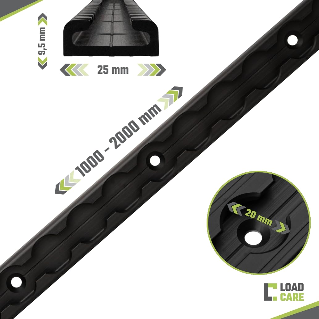 Airlineschiene eckig Slim Version – schwarz eloxiert, gebohrt | Aluminium-Zurrschiene für Anhänger, Wohnmobil, Camper & Transporter | robuste Ladungssicherung, entgratete Kanten (1 m)