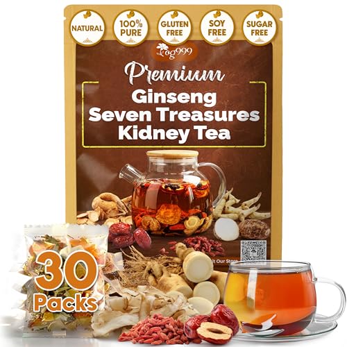 Image of TOG999 30 Bags Ginseng Seven Treasures Kidney Tea, Traditional Chinese Formula for Men & Women, Daily Balance & Herbal Cleansing Routine, 100% Natural Ingredients, Caffeine Free, Non-GMO, Vegan