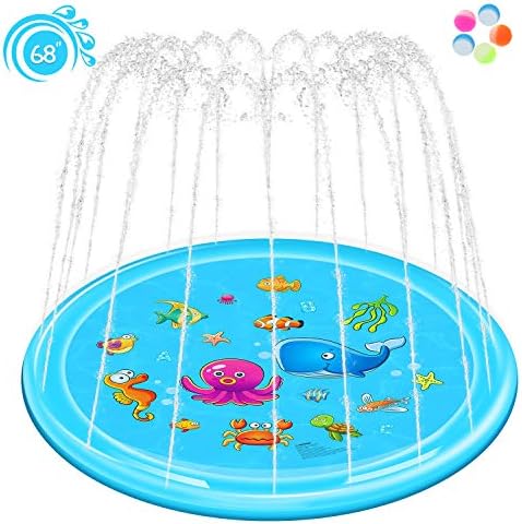 Rexin Splash Pad,68" Sprinkler Toy for Kids Children Toddlers Boys and Girls Perfect Inflatable Water Toys Outdoor Summer Splash Play mat Toddler Water Toys