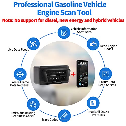 Elm 327 Bluetooth Obd2 Scanner, Aucarauto Car Auto Diagnostic Scan Tool For Iphone & Android, Wireless Check Engine Light & Fix Code Reader For All 1996 & Newer Vehicles - Black #TOP1