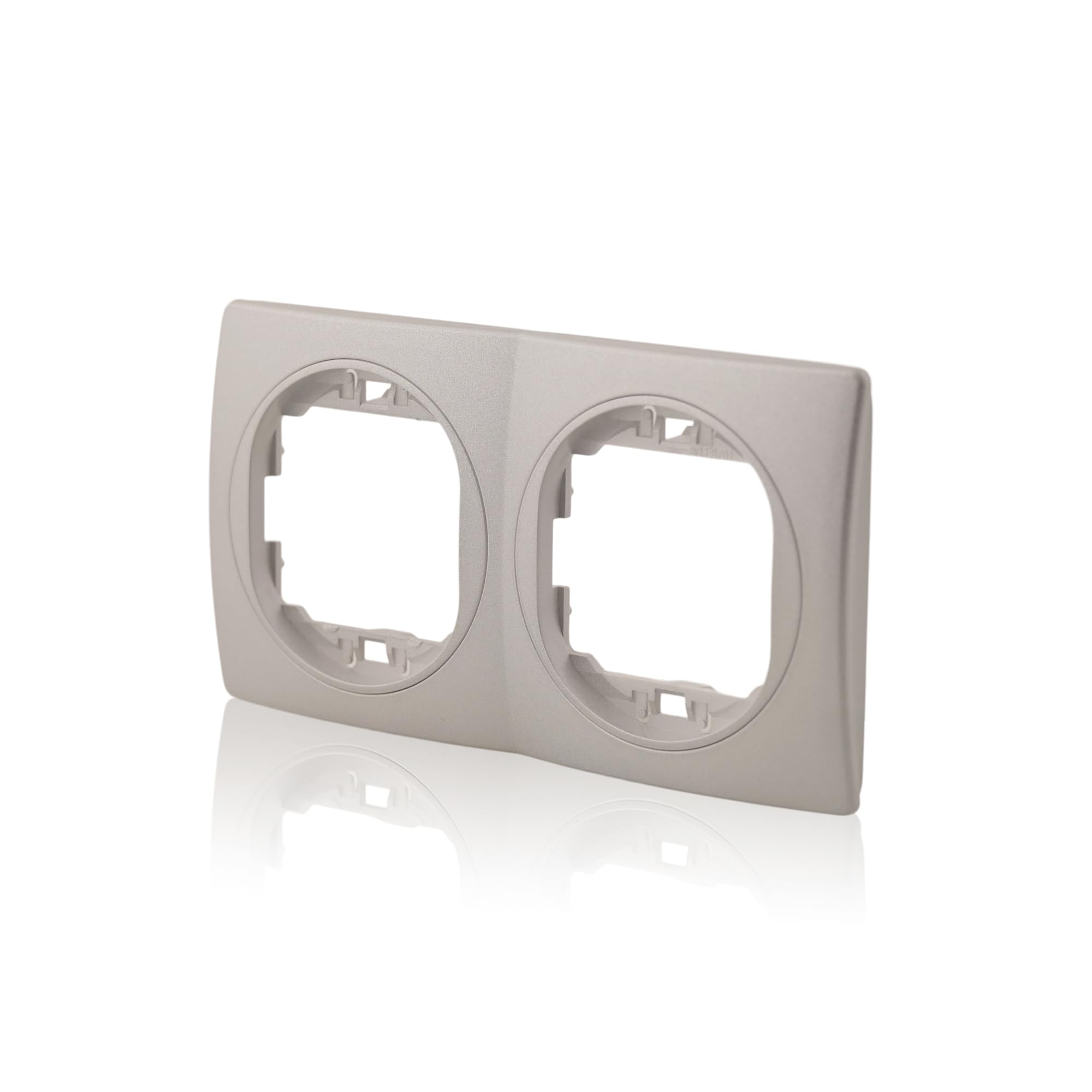 2x Datenbuchse Nobilis Set, Silber 2xRJ45 Cat 6 FTP, Ø 60 mm & 2-fach Rahmen 80x151mm ABS, horizontal