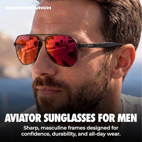 Image of grinderPUNCH Polarized Aviator Sunglasses Men Women Retro Vintage Square Pilot Sun Glasses UV400 Protection