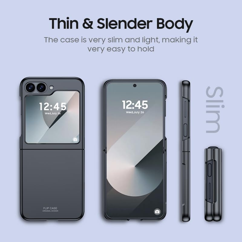 Image of Midkart Thin Cover Compatible with Samsung Galaxy Z Flip 6 / Z Flip 7 FE Hard PC Slim Case with Tempered Glass, Mint Green