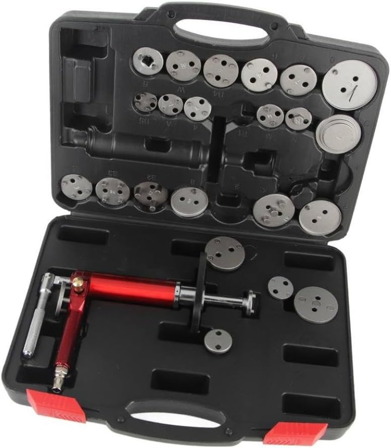 Universal Brake Piston Rewind Tool Kit 24PCS with Pneumatic System Compatible with Cars to 118psi Efficiency