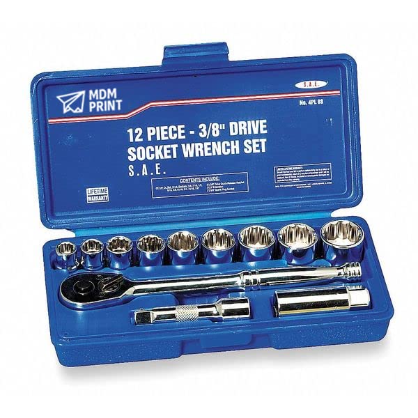 MDMprint 3/8" Drive Socket Wrench Set, SAE, 12 pcs