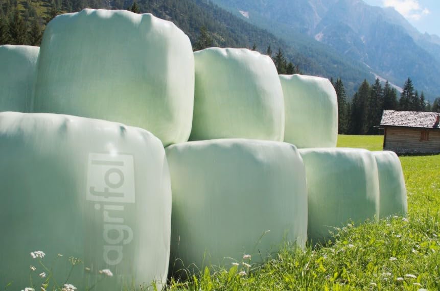 Rundballen Stretchfolie 750 mm x 1500 m Agrifol regeneratfrei Silofolie Ballenfolie Wickelfolie für Silage Rundballen Landwirtschaft reißfest UV-stabil
