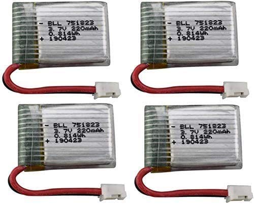 ZYGY 4PCS 3.7V 220mah Lipo Battery for E010 GoolRC T36 NINHUI NH010 F36 JJRC H36 HS210 SANROCK GD65A ATOYX AT-66 Quadcopter Battery RC Drone Spare Parts