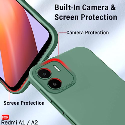 Image of TheGiftKart Liquid Silicon Back Cover Case for Mi Redmi A1 / A2 | Stylish Camera Protection Module | Micro-Fibre Lining Inside | Shockproof Back Cover Case for Mi Redmi A1 / A2 (Silicone, Green)