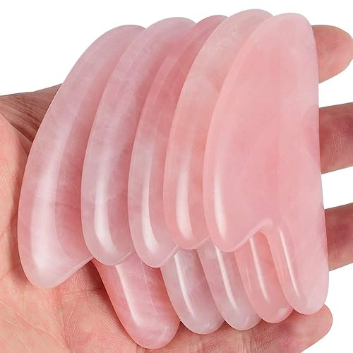 Vista 11 de Herramientas de masaje de cuarzo rosa Gua Sha herramienta facial Jade natural Gua Sha para piel SPA